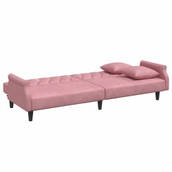 Canapé-lit avec accoudoirs rose velours 