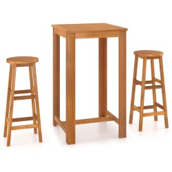 Ensemble de bar 3 pcs Bois d'acacia massif 