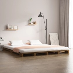 Lit de palette sans matelas marron miel bois massif 