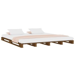 Lit de palette sans matelas marron miel bois massif 