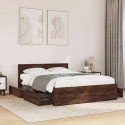 Cadre de lit et tête de lit sans matelas chêne marron 120x190cm 