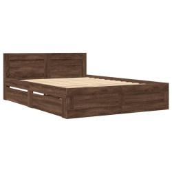 Cadre de lit et tête de lit sans matelas chêne marron 120x190cm 