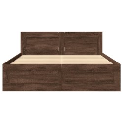 Cadre de lit et tête de lit sans matelas chêne marron 120x190cm 