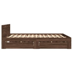 Cadre de lit et tête de lit sans matelas chêne marron 120x190cm 