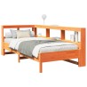 Lit bibliothèque sans matelas cire marron 75x190 cm pin massif 