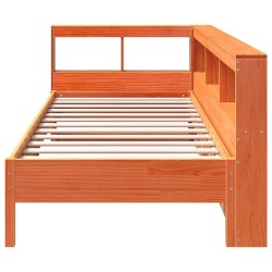 Lit bibliothèque sans matelas cire marron 75x190 cm pin massif 