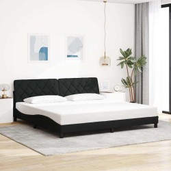 Cadre de lit sans matelas noir 200x200 cm tissu 