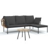 Salon de jardin 3 pcs avec coussins gris foncé résine tressée 
