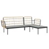 Salon de jardin 3 pcs avec coussins gris foncé résine tressée 