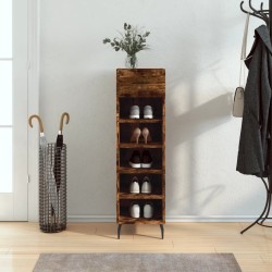 Meuble à chaussures chêne fumé 30x35x105 cm bois d'ingénierie 