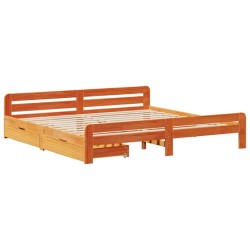Cadre de lit sans matelas cire marron 200x200cm bois pin massif 
