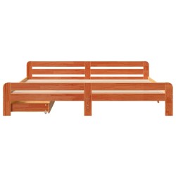 Cadre de lit sans matelas cire marron 200x200cm bois pin massif 