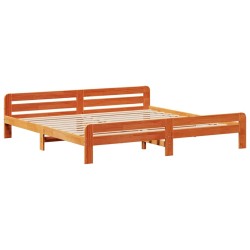 Cadre de lit sans matelas cire marron 200x200cm bois pin massif 