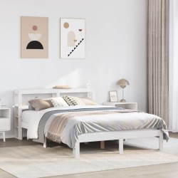 Cadre de lit avec tête de lit sans matelas blanc 150x200 cm 