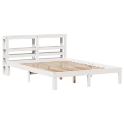 Cadre de lit avec tête de lit sans matelas blanc 150x200 cm 