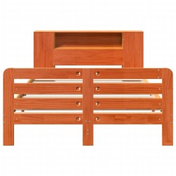 Cadre de lit sans matelas cire marron 120x190cm bois pin massif 