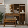 Ensemble de coiffeuse avec LED Chêne fumé Bois d'ingénierie 