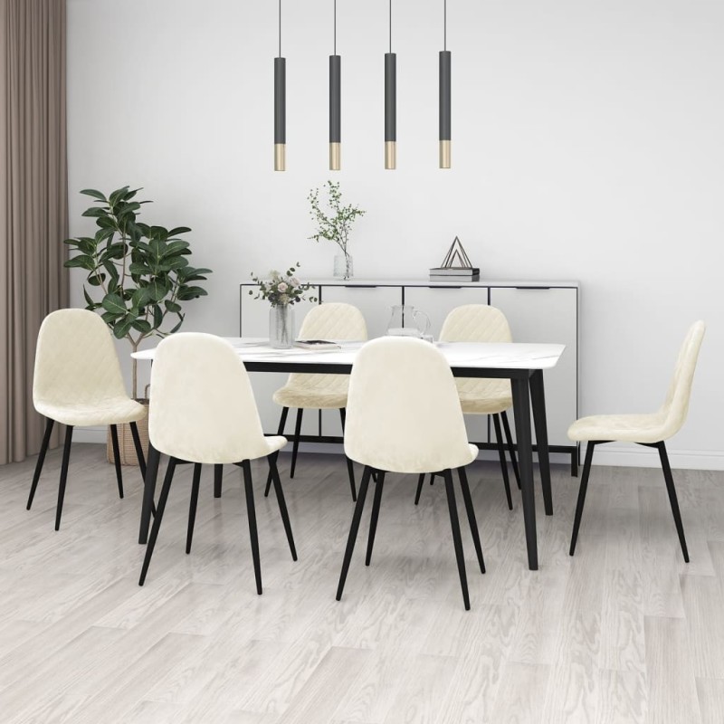 Chaises à manger lot de 6 blanc crème velours Chaises à manger lot de 6 blanc crème velours
