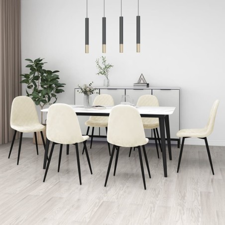 Chaises à manger lot de 6 blanc crème velours 