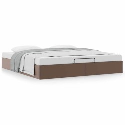 Cadre de lit ottoman sans matelas marron 180x200 cm similicuir 
