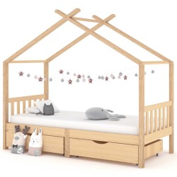 Cadre de lit enfant avec tiroirs bois de pin massif 90x200 cm 