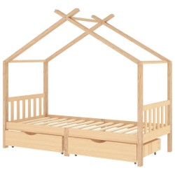Cadre de lit enfant avec tiroirs bois de pin massif 90x200 cm 