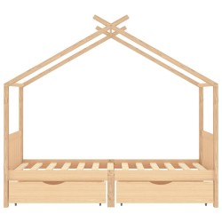 Cadre de lit enfant avec tiroirs bois de pin massif 90x200 cm 
