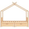 Cadre de lit enfant avec tiroirs bois de pin massif 90x200 cm 
