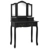 Ensemble de coiffeuse avec tabouret Noir 80x69x141 cm Paulownia 