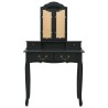 Ensemble de coiffeuse avec tabouret Noir 80x69x141 cm Paulownia 
