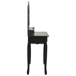 Ensemble de coiffeuse avec tabouret Noir 80x69x141 cm Paulownia 
