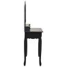 Ensemble de coiffeuse avec tabouret Noir 80x69x141 cm Paulownia 