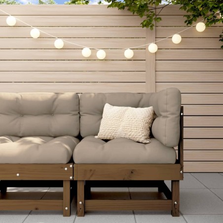 Canapé d'angle de jardin marron miel bois de pin solide 