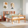 Lit bibliothèque sans matelas cire marron 140x190cm bois massif 