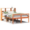 Lit bibliothèque sans matelas cire marron 140x190cm bois massif 