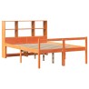 Lit bibliothèque sans matelas cire marron 140x190cm bois massif 