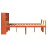 Lit bibliothèque sans matelas cire marron 140x190cm bois massif 