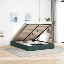 Cadre de lit ottoman sans matelas vert foncé 140x190 cm velours 