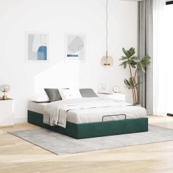 Cadre de lit ottoman sans matelas vert foncé 140x190 cm velours 