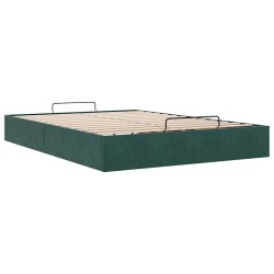 Cadre de lit ottoman sans matelas vert foncé 140x190 cm velours 