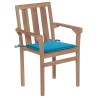 Chaises de jardin lot de 2 et coussins bleu Bois de teck massif 