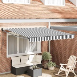 Auvent rétractable anthracite/blanc 3x2,5 m tissu et aluminium 
