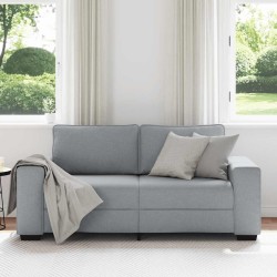 Canapé à 2 places gris clair 140 cm tissu 