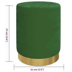 Tabouret de rangement rond Vert Velours 