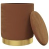 Tabouret de rangement rond Marron Velours 