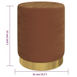 Tabouret de rangement rond Marron Velours 