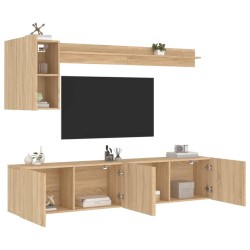 Unités murales TV 5 pcs chêne sonoma bois d'ingénierie 