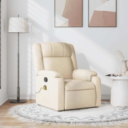 Fauteuil de massage inclinable Crème Tissu 