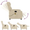 Fauteuil de massage inclinable Crème Tissu 