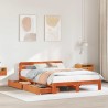 Cadre de lit sans matelas cire marron 135x190cm bois pin massif 